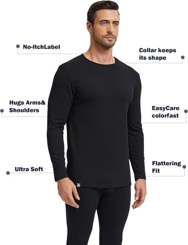 Men Heavyweight Cottony Polyester Thermal Underwear Base Layer Long Johns Blended Fleece Lined Set for Cold Weather in Kuwait