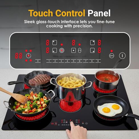 K&H 5 Burner 30 Inch Built-in Electric Stove Top Radiant Ceramic Cooktop Touch Control 240V 8600W CE30-8608 in Saudi Arabia