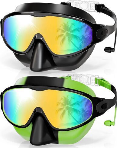 Aegend Swim Goggles with Nose Cover, 2 Pack Wide View Swimming Mask Anti-Fog/UV in Saudi Arabia