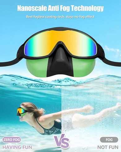 Aegend Swim Goggles with Nose Cover, 2 Pack Wide View Swimming Mask Anti-Fog/UV in Saudi Arabia