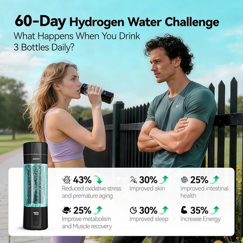 Upgrade Hydrogen Water Bottle - 6400PPB Hydrogen Water Generator, SPE/PEM Certified, 7oz Portable Hydro Water Machine, Perfect for Gym/Travel/Office & Gifts for Friends/Family in Saudi Arabia