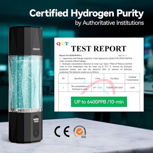 Upgrade Hydrogen Water Bottle - 6400PPB Hydrogen Water Generator, SPE/PEM Certified, 7oz Portable Hydro Water Machine, Perfect for Gym/Travel/Office & Gifts for Friends/Family in Saudi Arabia