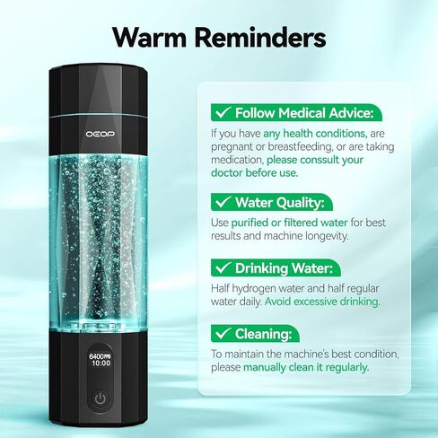 Upgrade Hydrogen Water Bottle - 6400PPB Hydrogen Water Generator, SPE/PEM Certified, 7oz Portable Hydro Water Machine, Perfect for Gym/Travel/Office & Gifts for Friends/Family in Saudi Arabia