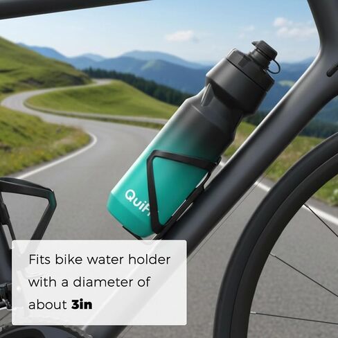 QuiFit Cycling Water Bottle 24oz, 2 Pack Sports Water Bottle BPA Free, Leakproof, Lightweight, With Dust Cap, Fits for Most Bike Drink Holder, for Biking, Running, Travel(Black+Black Orange, 24oz) in Kuwait