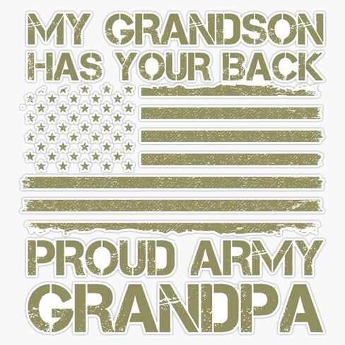 HOF Trading My Grandson Has Your Back, Proud Army Grandpa Vinyl Sticker Waterproof Decal Laptop Wall Window Bumper Sticker 5" in Saudi Arabia