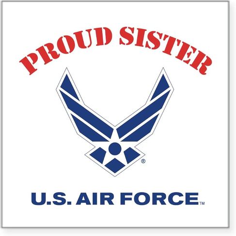 ملصق مربع من CafePress Proud US Air Force Sister مقاس 3 × 3 ملصق ممتص للصدمات مربع للسيارة in Saudi Arabia