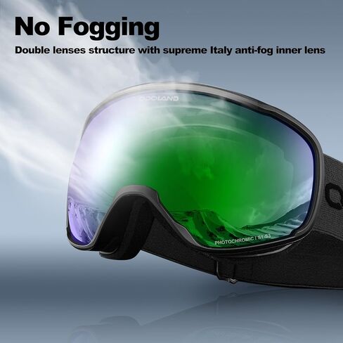 Odoland Photochromic Ski Goggles for Sunny and Cloudy Days, Anti-Fog OTG UV Protection Snowboard Goggles for Men Women Youth in Saudi Arabia