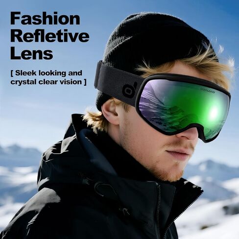 Odoland Photochromic Ski Goggles for Sunny and Cloudy Days, Anti-Fog OTG UV Protection Snowboard Goggles for Men Women Youth in Saudi Arabia