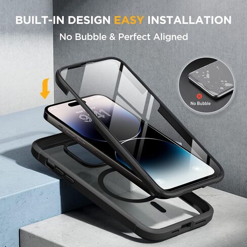 سلسلة Miracase Glass مصممة لـ iPhone 14 Pro Case 6.1 بوصة ، وترقية علبة المصد الكامل للجسم مع واقي شاشة زجاجي مضمّن 9H ، مع حامي عدسة الكاميرا ، الأرجواني الداكن in Saudi Arabia