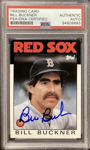 توقيع بيل باكنر 1986 Topps # 443 بطاقة البيسبول Sox WS Mets Auto PSA/DNA - بطاقات البيسبول الموقعة in Saudi Arabia