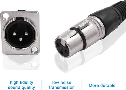 كابل D من النوع XLR بطول 1.6 قدم، عبوتان، أزرق، موصل مروري، D XLR ذكر إلى أنثى لصندوق المسرح المتميز، لوحة التصحيح، حامل اللوحة، صندوق الأرضية، بدون لحام لتركيب الصوت الاحترافي in Kuwait