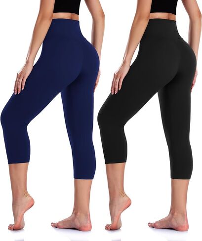 4 Pack Capri Leggings for Women Butt Lift High Waisted Tummy Control No See-Through Yoga Pants Workout Running in Kuwait