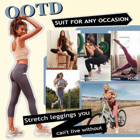 4 Pack Capri Leggings for Women Butt Lift High Waisted Tummy Control No See-Through Yoga Pants Workout Running in Kuwait