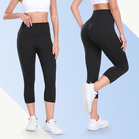 4 Pack Capri Leggings for Women Butt Lift High Waisted Tummy Control No See-Through Yoga Pants Workout Running in Kuwait