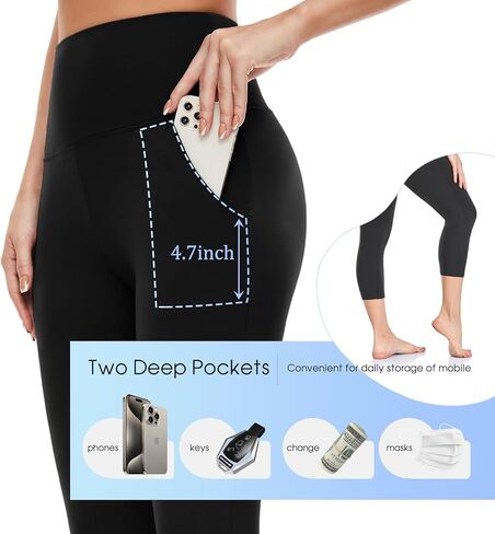 4 Pack Capri Leggings for Women Butt Lift High Waisted Tummy Control No See-Through Yoga Pants Workout Running in Kuwait