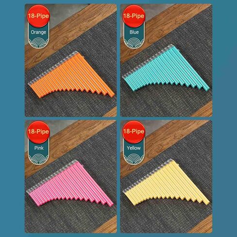 18 Pipes Pan Flute, C Tone & Wide Range of G G3, ABS Panpipes with Carry Bag for Chinese Traditional Woodwind Instrument (Orange) in Kuwait