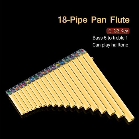 18 Pipes Pan Flute, C Tone & Wide Range of G G3, ABS Panpipes with Carry Bag for Chinese Traditional Woodwind Instrument (Orange) in Kuwait
