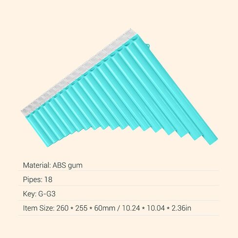 18 Pipes Pan Flute, C Tone & Wide Range of G G3, ABS Panpipes with Carry Bag for Chinese Traditional Woodwind Instrument (Orange) in Kuwait