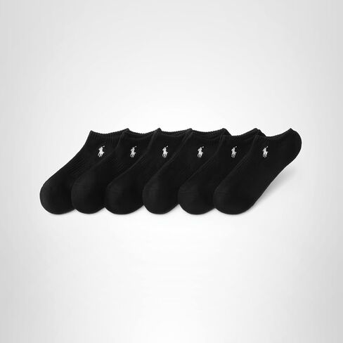 Polo Ralph Lauren Men's 6-Pack Polo 67 Athletic Low Cut Tab Sock, Black Assorted, 10-13 in Saudi Arabia