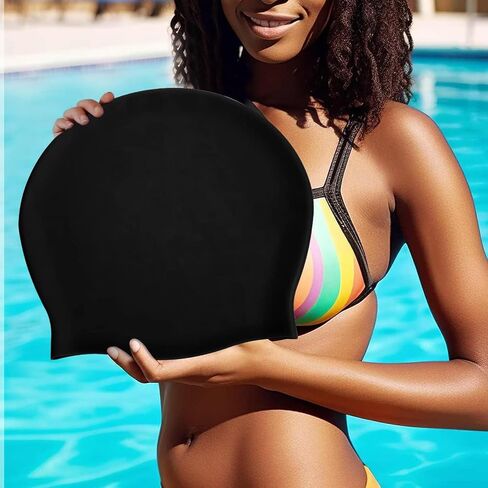 Swim Cap for Long Hair, Dreadlocks, Weaves, Hair Extensions, Braids, Curls & Afros - Silicone Swimming Cap for Women & Men, Keep Hair Dry in Saudi Arabia
