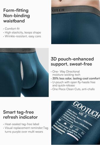 GOOTUCH Men's Silver-Ion Tech Underwear, Moisture Wicking Odor Control Bamboo Boxer Briefs, Wider Soft Waistband (2&4 Pack) in Saudi Arabia
