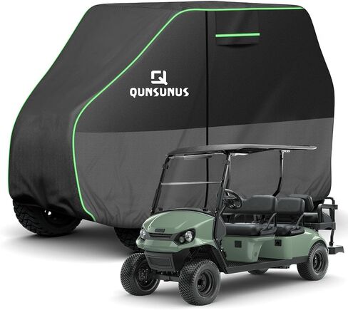 QUNSUNUS Waterproof Golf Cart Cover 2/4/4+2 Passenger, Universal Fit for Yamaha, Honda, Club Car, EZGO and Most Brands, Heavy Duty 6 Seater Golf Cart Cover with Zipper and Straps in Saudi Arabia