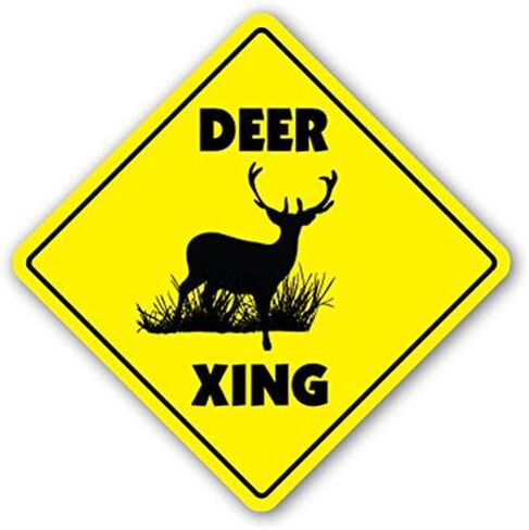 Deer Crossing Sign New Xing Buck Doe Hunter Gift Hunting Caution Gag Funny Cute Sticker 8"x8" in Saudi Arabia