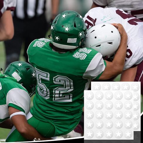 Leinuosen Star Helmet Stickers Football Baseball Helmet Decals 1-1/8 Inch Vinyl Sports Football Decals Self Adhesive Hockey Stickers for Hockey, Lacrosse, Batting(Clear Print White,20 Sheet) in Saudi Arabia
