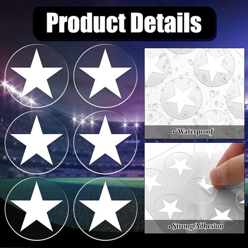 Leinuosen Star Helmet Stickers Football Baseball Helmet Decals 1-1/8 Inch Vinyl Sports Football Decals Self Adhesive Hockey Stickers for Hockey, Lacrosse, Batting(Clear Print White,20 Sheet) in Saudi Arabia