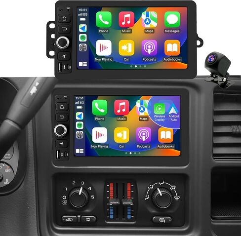 Car Radio for Chevrolet Chevy Silverado 1500/2500/3500 2003 2004 2005 2006, Tahoe 2003-2006, GMC Sierra 1500/2500/3500 2003-2006, Yukon 2004-2006, 7" Touch Screen Stereo, Wireless CarPlay WiFi GPS FM in Kuwait