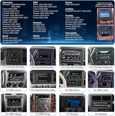 Car Radio for Chevrolet Chevy Silverado 1500/2500/3500 2003 2004 2005 2006, Tahoe 2003-2006, GMC Sierra 1500/2500/3500 2003-2006, Yukon 2004-2006, 7" Touch Screen Stereo, Wireless CarPlay WiFi GPS FM in Kuwait