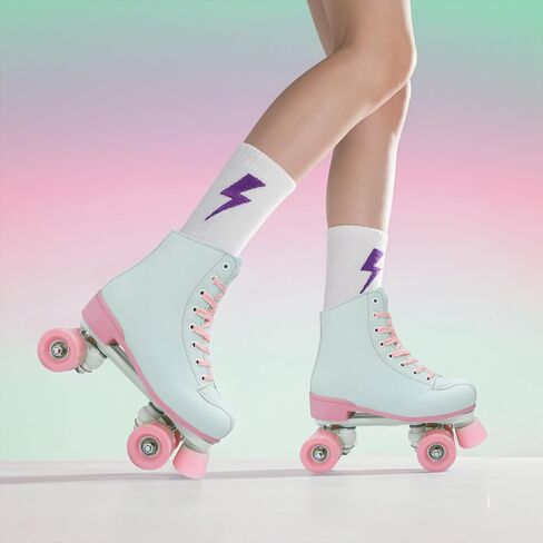 Women's and Girl's Classic Roller Skates,PU Leather Fantastic Flash Wheel Kid Roller Skates Girls Ages 6-12 Beginner for Indoor Outdoor in Saudi Arabia