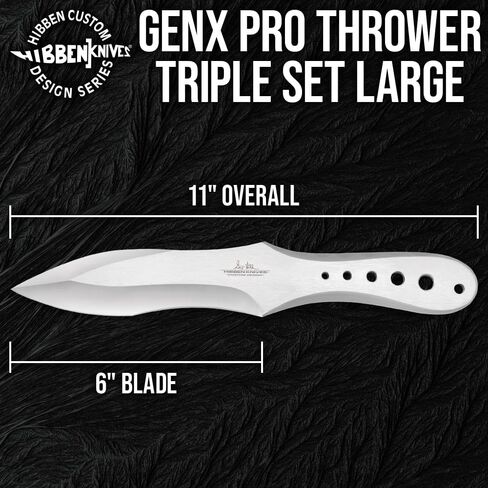 مجموعة جيل هيبين جينكس برو قاذف ثلاثية كبيرة | 3 رمي السكاكين | قطعة واحدة من الفولاذ المقاوم للصدأ | متوازن تمامًا للرمي | يشتمل على غمد نايلون متين مع بطانة صلبة | 11 بوصة الطول الإجمالي in Kuwait