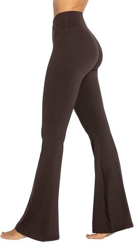Womens Flare Leggings No Front Seam Flare Yoga Pants with Tummy Control Crossover High Waist in Saudi Arabia