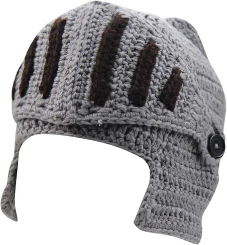 Mens Winter Crochet Knight Skull Slouchy Ski Beanie Removable Face Mask Cap Hat in Saudi Arabia