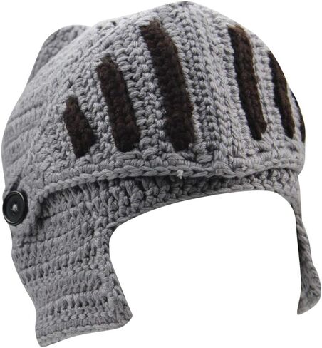 Mens Winter Crochet Knight Skull Slouchy Ski Beanie Removable Face Mask Cap Hat in Saudi Arabia