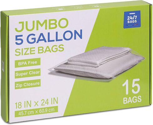 15 Count - XX-Large Storage Zipper Bags, 10 Gallon Size 24" x 24", Jumbo, 3 Mils, BPA-Free, Seasonal Items, Clothes, Moving, and Other Needs, Heavy Duty in Kuwait