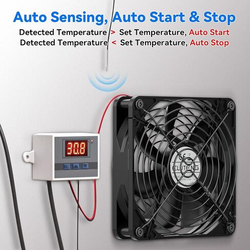 Eluteng USB Fan 120mm مع وحدة تحكم درجة الحرارة الرقمية ، 5 فولت USB مروحة كمبيوتر الكمبيوتر 1500 دورة في الدقيقة 3 سرعات قابلة للتعديل لوفتر الإلكترونية مع شواء معدني لجهاز الكمبيوتر المحمول/مربع/AV كودنت/PS5/جهاز التوجيه in Saudi Arabia