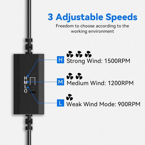 Eluteng USB Fan 120mm مع وحدة تحكم درجة الحرارة الرقمية ، 5 فولت USB مروحة كمبيوتر الكمبيوتر 1500 دورة في الدقيقة 3 سرعات قابلة للتعديل لوفتر الإلكترونية مع شواء معدني لجهاز الكمبيوتر المحمول/مربع/AV كودنت/PS5/جهاز التوجيه in Saudi Arabia