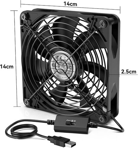 Eluteng USB Fan 120mm مع وحدة تحكم درجة الحرارة الرقمية ، 5 فولت USB مروحة كمبيوتر الكمبيوتر 1500 دورة في الدقيقة 3 سرعات قابلة للتعديل لوفتر الإلكترونية مع شواء معدني لجهاز الكمبيوتر المحمول/مربع/AV كودنت/PS5/جهاز التوجيه in Saudi Arabia