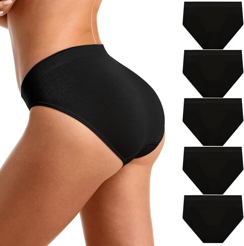 Womens High Cut Underwear Briefs Multipack - Full Coverage Seamless Stretch Mid Rise Panties for Everyday Comfort in Saudi Arabia