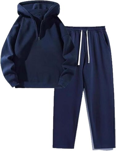 Sweat Suits Women 2 Piece Sweatpants and Hoodies Quarter Zipper Sweatshirt Hoodie Pullover Wide Leg Pants in Saudi Arabia