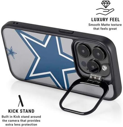 حافظة هاتف Skinit Kickstand متوافقة مع iPhone 14 Pro Max - تصميم أسود وأبيض مرخص رسميًا من NFL Dallas Cowboys in Saudi Arabia