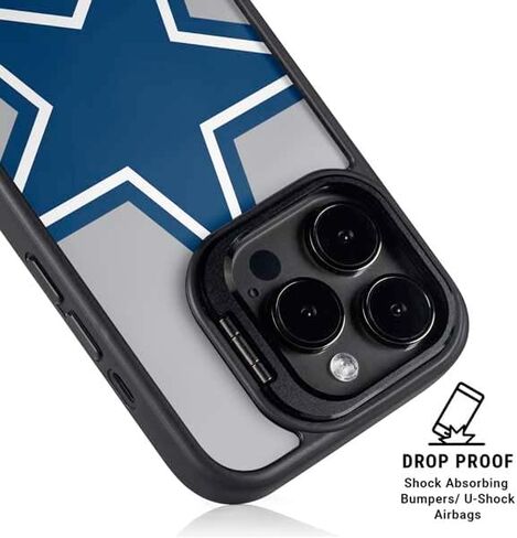 حافظة هاتف Skinit Kickstand متوافقة مع iPhone 14 Pro Max - تصميم أسود وأبيض مرخص رسميًا من NFL Dallas Cowboys in Saudi Arabia
