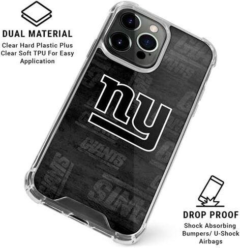 Skinit Clear Phone Case Compatible with iPhone 15 Pro - Officially Licensed NFL New York Giants Black & White Design in Saudi Arabia