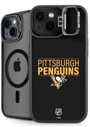 حافظة هاتف Skinit Kickstand متوافقة مع iPhone 15 - تصميم جيرسي NHL Pittsburgh Penguins المرخص رسميًا in Saudi Arabia