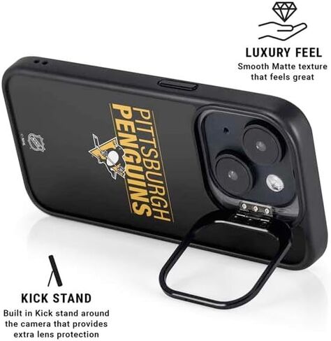 حافظة هاتف Skinit Kickstand متوافقة مع iPhone 15 - تصميم جيرسي NHL Pittsburgh Penguins المرخص رسميًا in Saudi Arabia