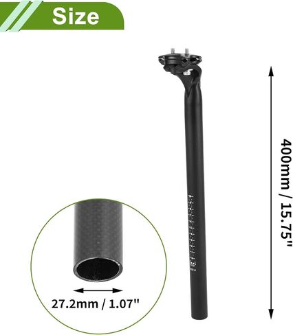 Universal 27.2x400mm Carbon Fiber Pattern Matte Black Bike Seat Posts Lightweight Bike Saddle Post Seat Tube Carbon Fiber 1 Pc in Saudi Arabia