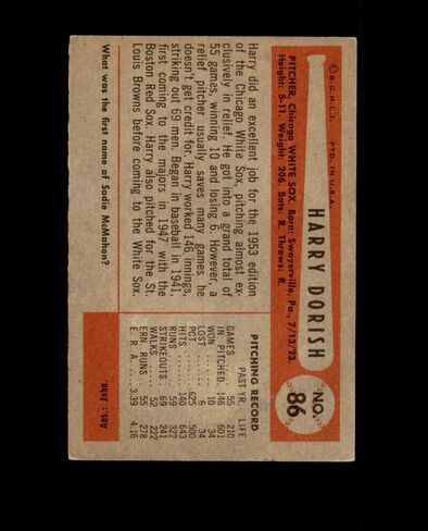 Harry Dorish Signed 1954 Bowman Chicago White Sox Autographed in Saudi Arabia