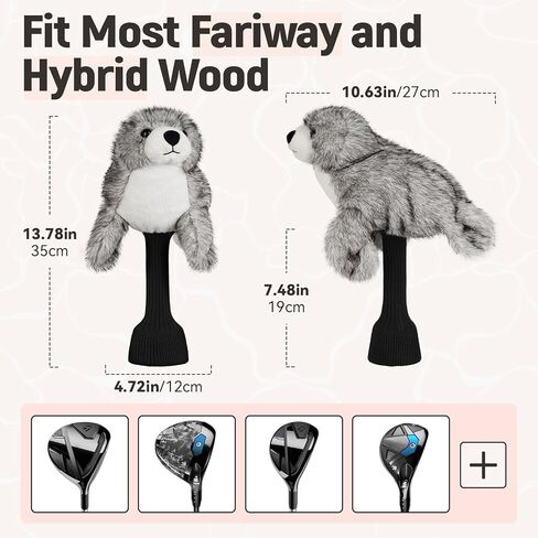 Big Crazy Funny Driver Headcover, Fairway Wood Hybrid Headcover, Golf Head Covers with Long Neck, Animal Plush Golf Club Covers, Golf Club Protector, and Funny Present in Kuwait